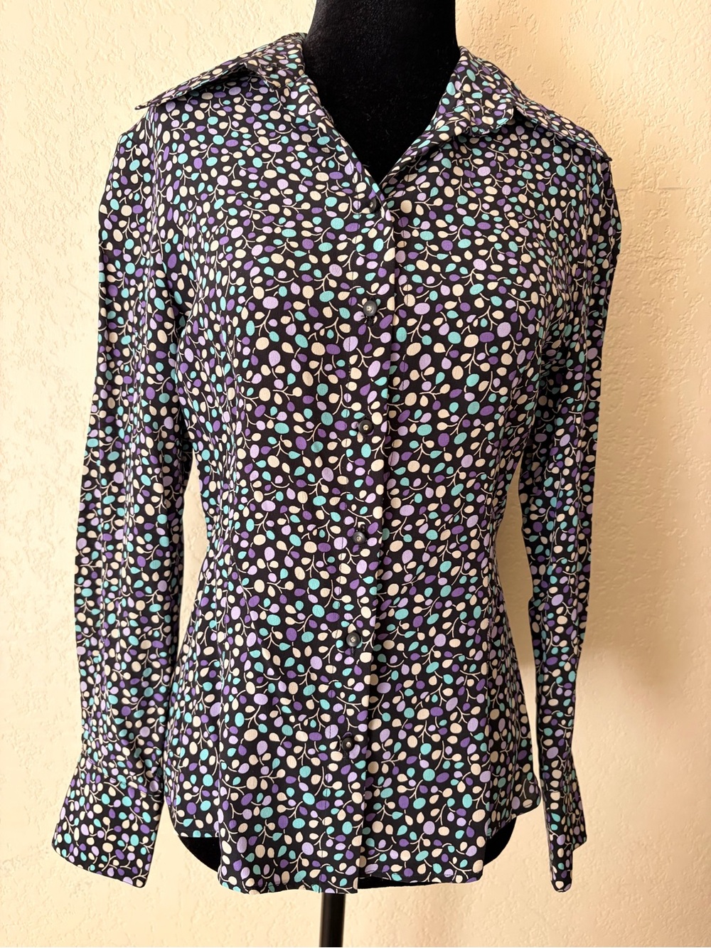 Vintage Emporio Armani 100% Silk Black Button Front Shirt
